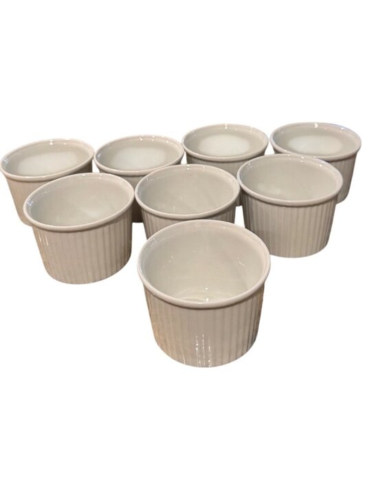 Pillivuyt Other - Pillivuyt French Porcelain Ribbed 8 oz Ramekins Set Of 8 White Custard Souffles